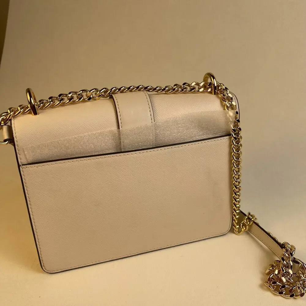 Michael Kors Greenwich Small Floral Applique Flap Crossbody Cream NWT $458